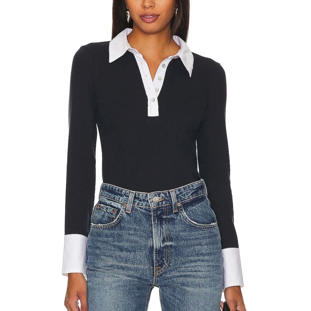 Cinq A Sept Contrast Navy And White Jaden Top Size S